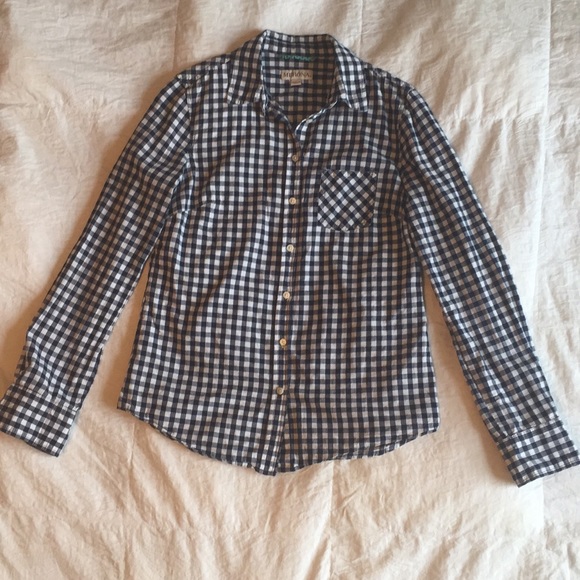 Navy gingham button up - Picture 4 of 4